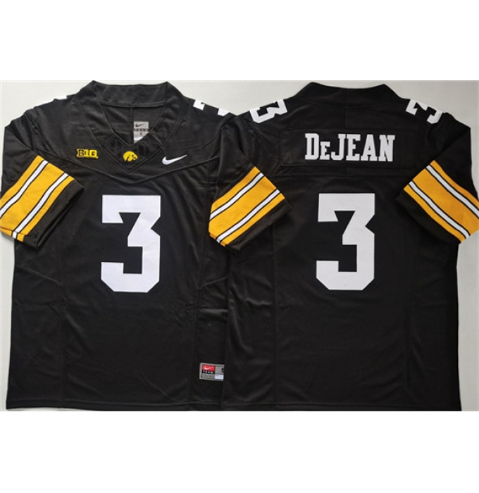 Men's Iowa Hawkeyes #3 Cooper DeJean Black F.U.S.E. Stitched Jersey