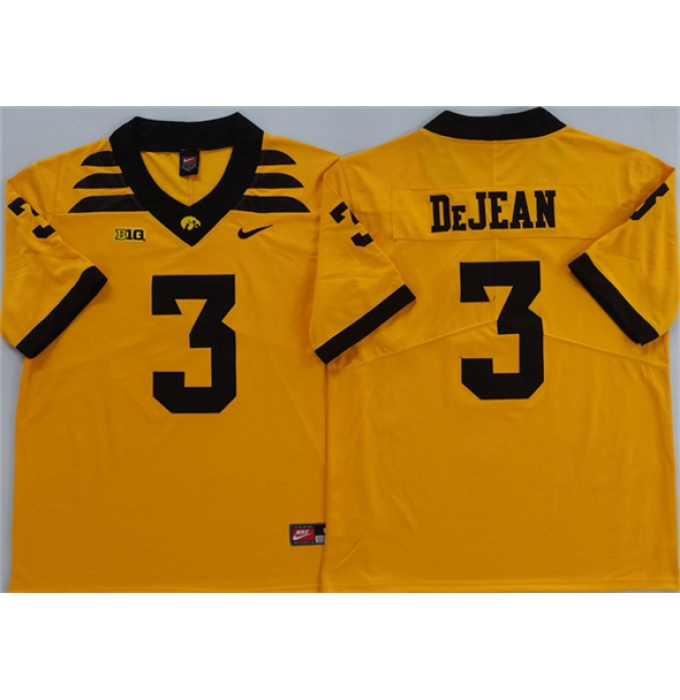 Men's Iowa Hawkeyes #3 Cooper DeJean Yellow 2025 Stitched Jersey