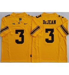 Men's Iowa Hawkeyes #3 Cooper DeJean Yellow F.U.S.E. Stitched Jersey