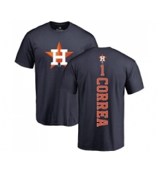 MLB Nike Houston Astros #1 Carlos Correa Navy Blue Backer T-Shirt