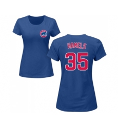 Baseball Women's Chicago Cubs #35 Cole Hamels Royal Blue Name & Number T-Shirt