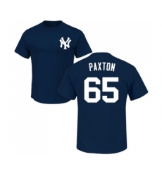 Baseball New York Yankees #65 James Paxton Navy Blue Name & Number T-Shirt