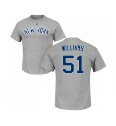 MLB Nike New York Yankees #51 Bernie Williams Gray Name & Number T-Shirt