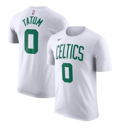Mens Boston Celtics #0 Jayson Tatum White Name & Number T-Shirt