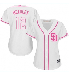Women's Majestic San Diego Padres #12 Chase Headley Authentic White Fashion Cool Base MLB Jersey