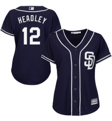 Women's Majestic San Diego Padres #12 Chase Headley Replica Navy Blue Alternate 1 Cool Base MLB Jersey