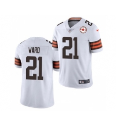 Men's Cleveland Browns #21 Denzel Ward 2021 White 75th Anniversary Patch Vapor Untouchable Limited Jersey