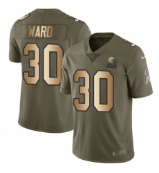 Youth Nike Cleveland Browns #30 Denzel Ward Limited Olive/Gold 2017 Salute to Service NFL Jersey