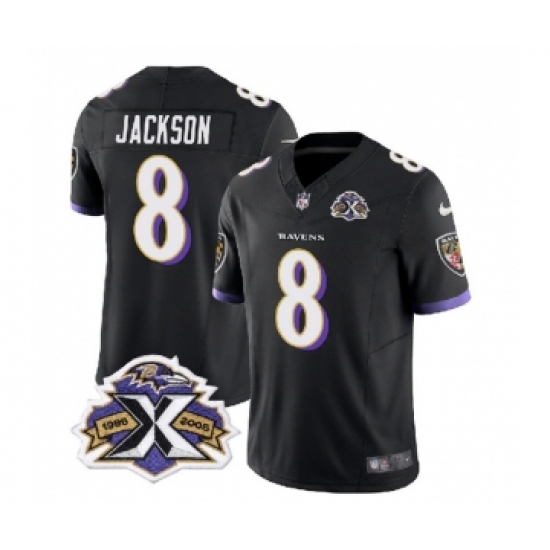 Men's Nike Baltimore Ravens #8 Lamar Jackson Black 2023 F.U.S.E Throwback Vapor Limited Stitched Jersey Men's Nike Baltimore Ravens #8 Lamar Jackson Black 2023 F.U.S.E Throwback Vapor Limited Stitched Jersey