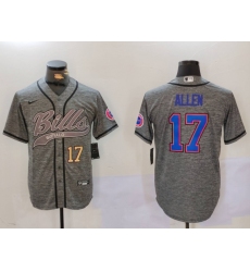 Men's Buffalo Bills #17 Josh Allen Grey Team Cool Base Stitched Baseball Jersey