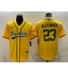 Men's Green Bay Packers #23 Jaire Alexander Yellow With Patch Cool Base Stitched Baseball Jersey