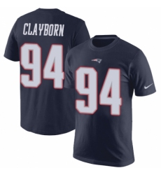 NFL Nike New England Patriots #94 Adrian Clayborn Navy Blue Rush Pride Name & Number T-Shirt