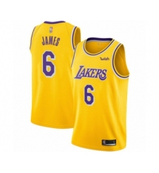 Youth Los Angeles Lakers #6 LeBron James Swingman Gold Basketball Jersey - Icon Edition
