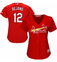 Women's Majestic St. Louis Cardinals #12 Paul DeJong Replica Red Alternate Cool Base MLB Jersey