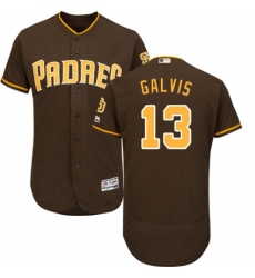 Men's Majestic San Diego Padres #13 Freddy Galvis Brown Alternate Flex Base Authentic Collection MLB Jersey
