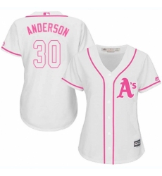 Women's Majestic Oakland Athletics #30 Brett Anderson Authentic White Fashion Cool Base MLB Jersey