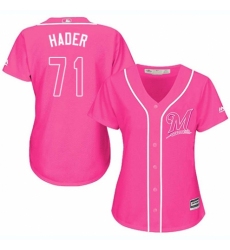 Women's Majestic Milwaukee Brewers #71 Josh Hader Authentic Pink Fashion Cool Base MLB Jersey
