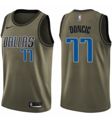 Youth Nike Dallas Mavericks #77 Luka Doncic Swingman Green Salute to Service NBA Jersey
