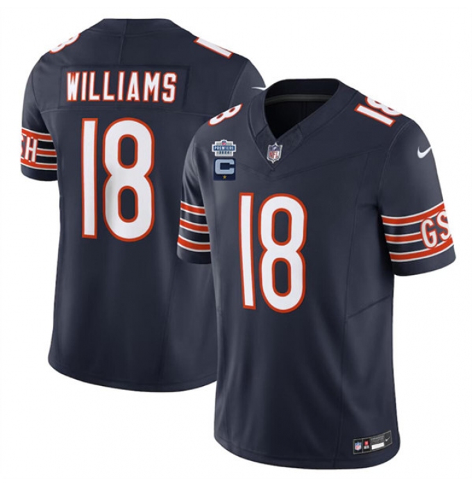 Men's Chicago Bears #18 Caleb Williams Navy 2024 F.U.S.E. With Draft Patch And 1-star C Vapor Football Stitched Jersey