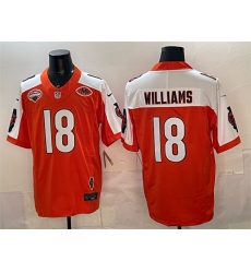 Men's Chicago Bears #18 Caleb Williams Orange White F.U.S.E. 2025 NFC North Champions & VMH Vapor Untouchable Limited Stitched Football Jersey