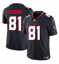 Men's Houston Texans #81 Jayden Higgins Navy 2025 Draft Vapor F.U.S.E. Limited Football Stitched Jersey