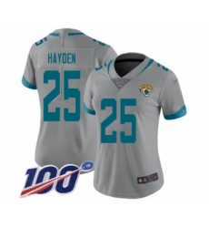 Women's Jacksonville Jaguars #25 D.J. Hayden Silver Inverted Legend Limited 100th Season Football Jersey