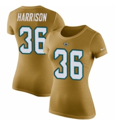 NFL Women's Nike Jacksonville Jaguars #36 Ronnie Harrison Gold Rush Pride Name & Number T-Shirt