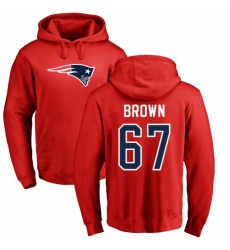 NFL Nike New England Patriots #67 Trent Brown Red Name & Number Logo Pullover Hoodie