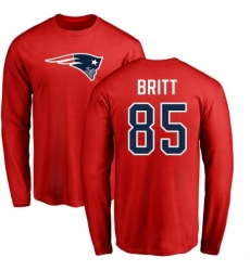 NFL Nike New England Patriots #85 Kenny Britt Red Name & Number Logo Long Sleeve T-Shirt