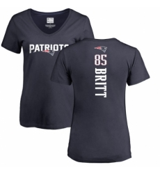 NFL Women's Nike New England Patriots #85 Kenny Britt Navy Blue Backer T-Shirt