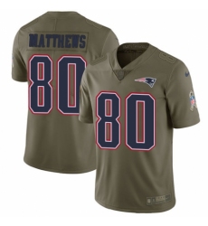 Men's Nike New England Patriots #80 Jordan Matthews Limited Olive 2017 Salute to Service NFL Jersey