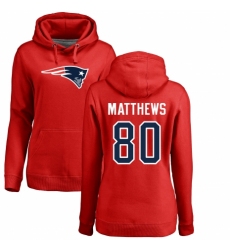 NFL Women's Nike New England Patriots #80 Jordan Matthews Red Name & Number Logo Pullover Hoodie