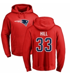 NFL Nike New England Patriots #33 Jeremy Hill Red Name & Number Logo Pullover Hoodie
