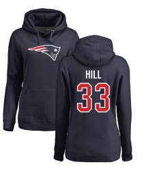 NFL Women's Nike New England Patriots #33 Jeremy Hill Navy Blue Name & Number Logo Pullover Hoodie