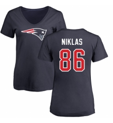 NFL Women's Nike New England Patriots #86 Troy Niklas Navy Blue Name & Number Logo Slim Fit T-Shirt