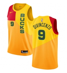 Women's Nike Milwaukee Bucks #9 Donte DiVincenzo Swingman Yellow NBA Jersey - City Edition