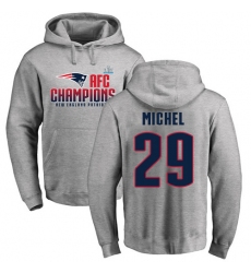 Nike New England Patriots #29 Sony Michel Heather Gray 2017 AFC Champions Pullover Hoodie