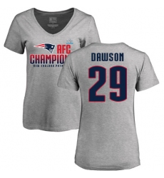 Women's Nike New England Patriots #29 Sony Michel Heather Gray 2017 AFC Champions V-Neck T-Shirt