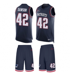 Men's Nike New England Patriots #42 Duke Dawson Limited Navy Blue Tank Top Suit NFL Jersey