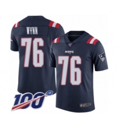 Men's New England Patriots #76 Isaiah Wynn Limited Navy Blue Rush Vapor Untouchable 100th Season Football Jersey