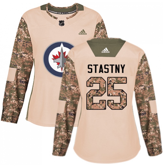 Women's Adidas Winnipeg Jets #25 Paul Stastny Authentic Camo Veterans Day Practice NHL Jersey