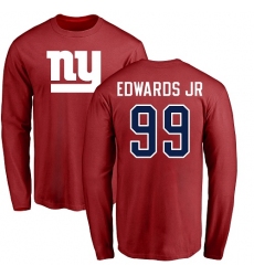 NFL Nike New York Giants #99 Mario Edwards Jr Red Name & Number Logo Long Sleeve T-Shirt
