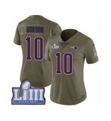 Women's Nike New England Patriots #10 Josh Gordon Limited Olive 2017 Salute to Service Super Bowl LIII Bound NFL Jersey