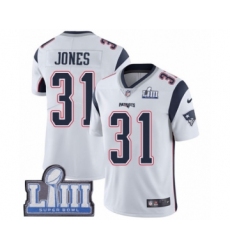 Men's Nike New England Patriots #31 Jonathan Jones White Vapor Untouchable Limited Player Super Bowl LIII Bound NFL Jersey