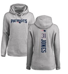 NFL Women's Nike New England Patriots #31 Jonathan Jones Ash Backer Pullover Hoodie