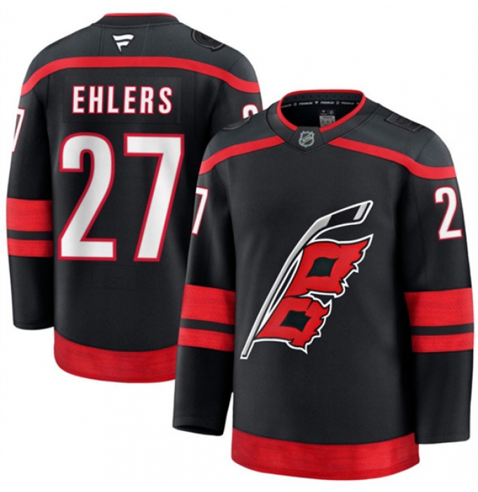 Men's Carolina Hurricanes #27 Nikolaj Ehlers Black 2024-25 Home Stitched Hockey Jersey