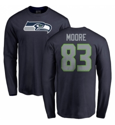NFL Nike Seattle Seahawks #83 David Moore Navy Blue Name & Number Logo Long Sleeve T-Shirt