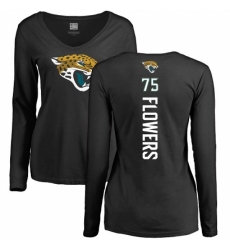 NFL Women's Nike Jacksonville Jaguars #75 Ereck Flowers Black Backer Slim Fit Long Sleeve T-Shirt