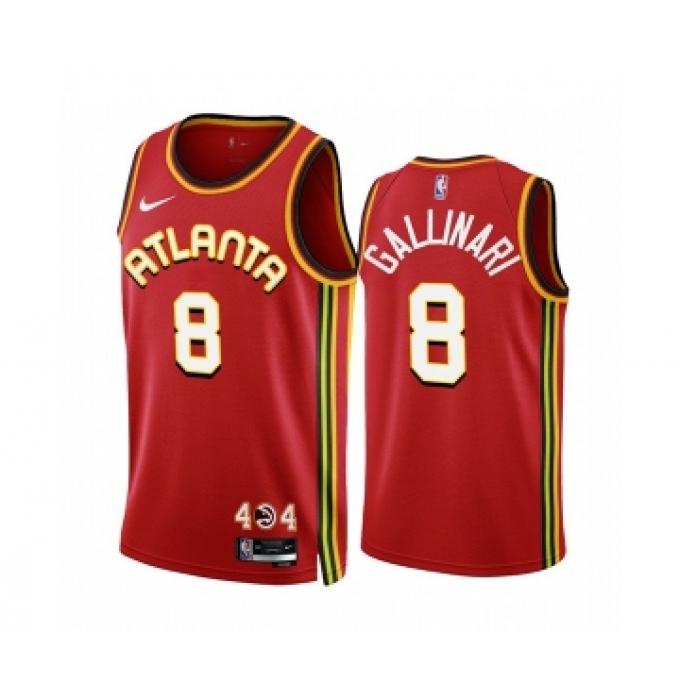Men's Atlanta Hawks #8 Danilo Gallinari 2022-23 Red Icon Edition Stitched Jersey
