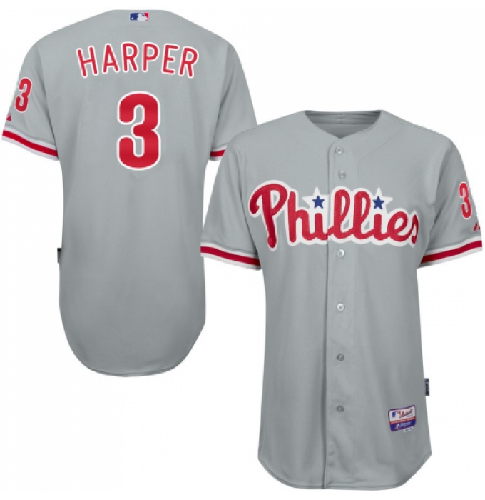 Youth Philadelphia Phillies #3 Bryce Harper Grey Cool Base Stitched MLB Jersey